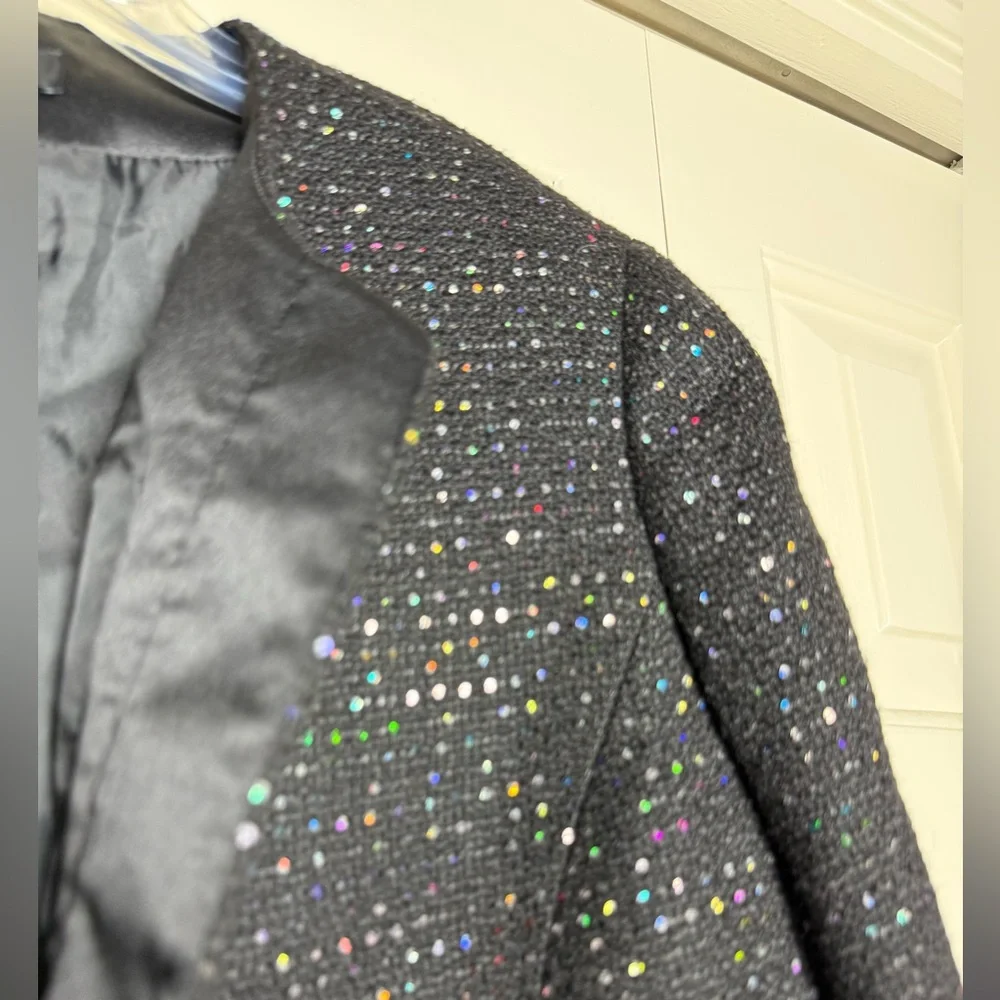 Nine West sequined tweed blazer‎ black with multicolor sequins